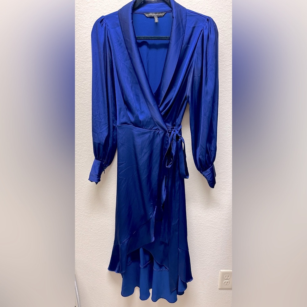 White House Black Market satin wrap dress